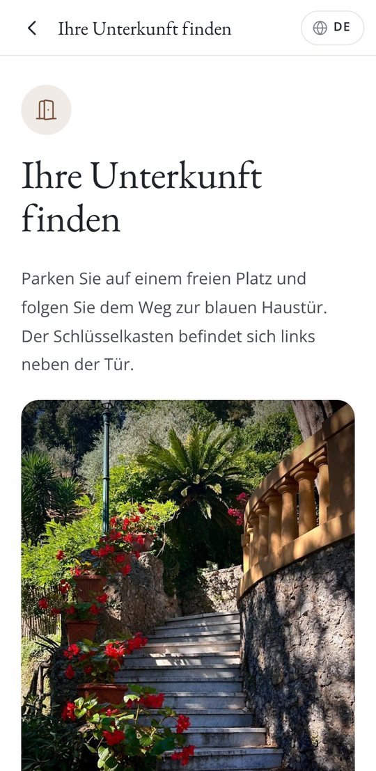 Welcome book page in German with photo