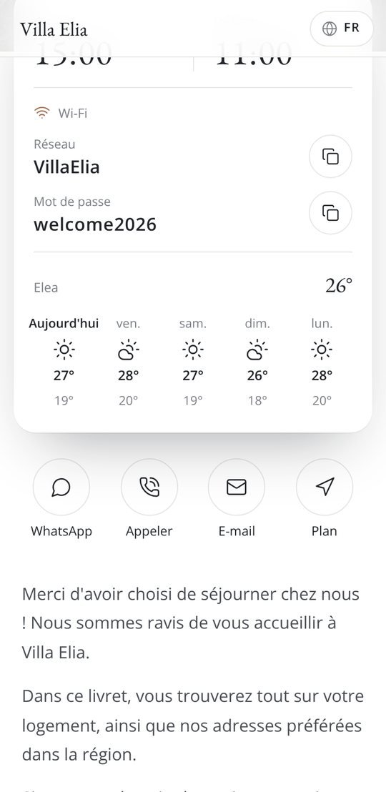 Wi-Fi, weather and contact buttons in French